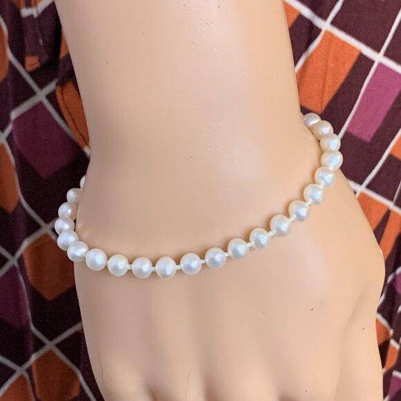 Freshwater Pearl Beaded Bracelet 14K Gold Clasp Size 6 3/4" - Picture 10 of 14
